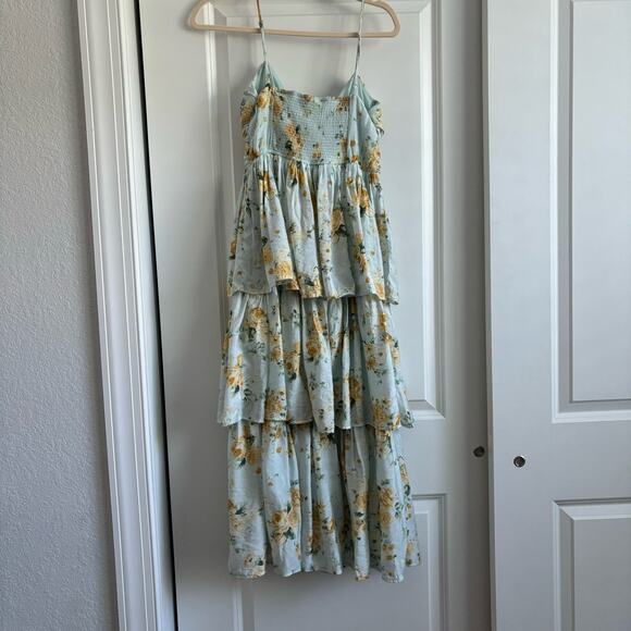 By the River Sweet Life Tiered Bow Front Midi Dress Sz S Sage Wedding Guest - Picture 4 of 11